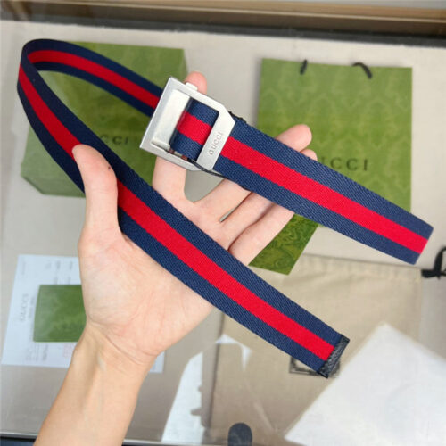 High Quality Luxury Gucci Webbing Belt With Rectangular Buckle – Style 39174 alternate view