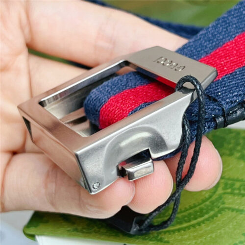 High Quality Luxury Gucci Webbing Belt With Rectangular Buckle – Style 39174 product detail