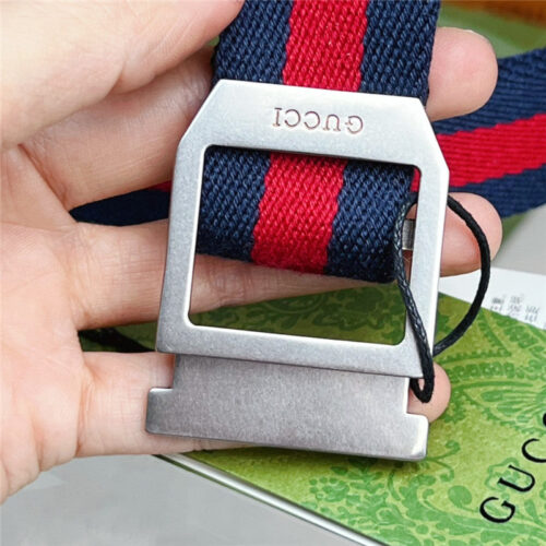 High Quality Luxury Gucci Webbing Belt With Rectangular Buckle – Style 39174 product detail