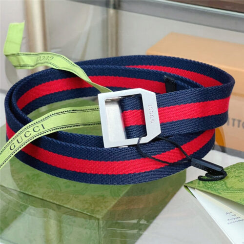High Quality Luxury Gucci Webbing Belt With Rectangular Buckle – Style 39174 product detail