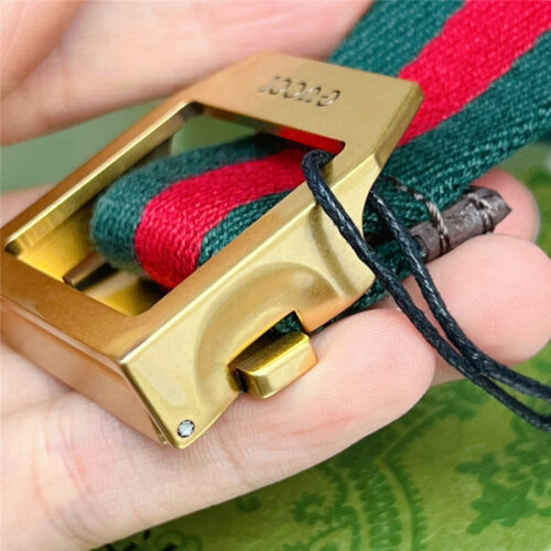 High Quality Luxury Gucci Webbing Belt With Rectangular Buckle product detail