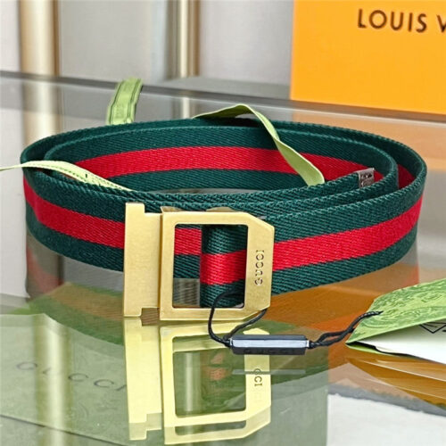 High Quality Luxury Gucci Webbing Belt With Rectangular Buckle
