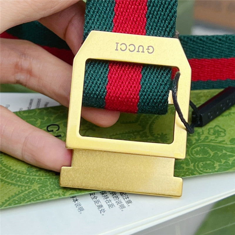High Quality Luxury Gucci Webbing Belt With Rectangular Buckle product detail