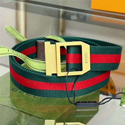 High Quality Luxury Gucci Webbing Belt With Rectangular Buckle product detail