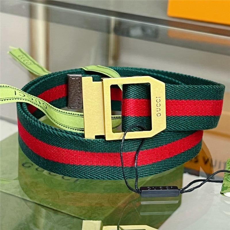High Quality Luxury Gucci Webbing Belt With Rectangular Buckle product detail