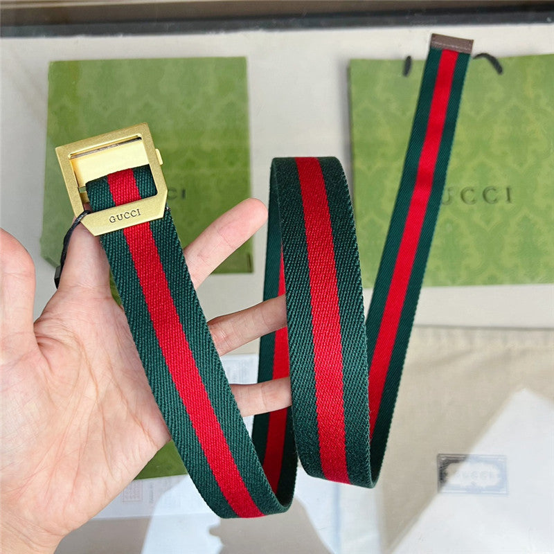 High Quality Luxury Gucci Webbing Belt With Rectangular Buckle product detail