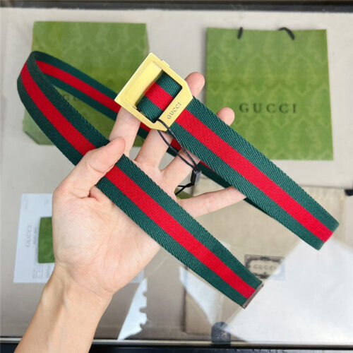 High Quality Luxury Gucci Webbing Belt With Rectangular Buckle alternate view