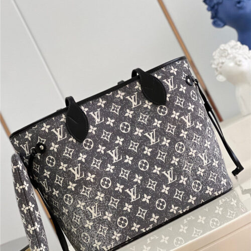 High Quality Luxury Louis Vuitton Neverfull PM Denim Shopping Bag alternate view