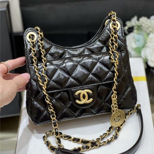 High Quality Luxury Chanel Number 5 Gold Coin Tag Hobo Bag Small product detail