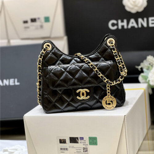 High Quality Luxury Chanel Number 5 Gold Coin Tag Hobo Bag Small