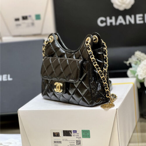 High Quality Luxury Chanel Number 5 Gold Coin Tag Hobo Bag Small product detail