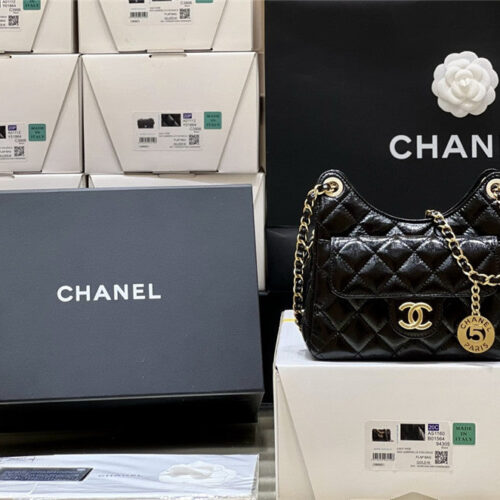 High Quality Luxury Chanel Number 5 Gold Coin Tag Hobo Bag Small product detail