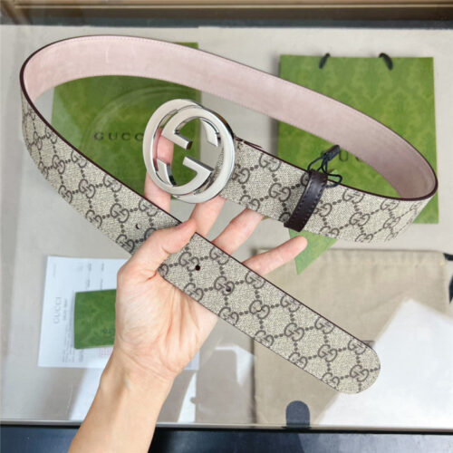 High Quality Luxury Gucci Beige GG Supreme Canvas Belt product detail