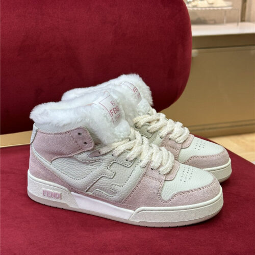 High Quality Luxury Fendi High Top Wool Sneakers