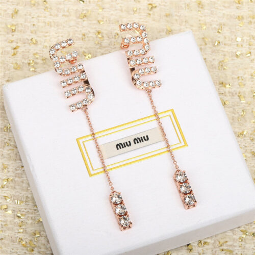 High Quality Luxury Miumiu Crystal Drill Earrings
