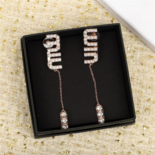 High Quality Luxury Miumiu Crystal Drill Earrings product detail