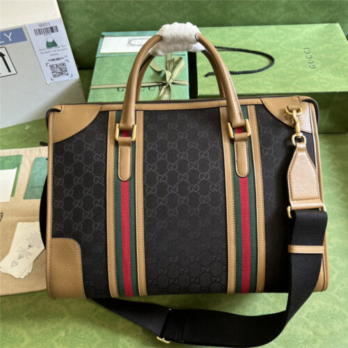 High Quality Luxury Gucci Striped Web Tote alternate view