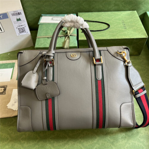 High Quality Luxury Gucci Striped Web Tote – Style 03480