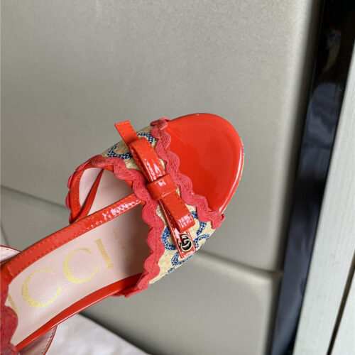 High Quality Luxury Gucci Spring New Straw Platform High Heels – Style 61459 product detail