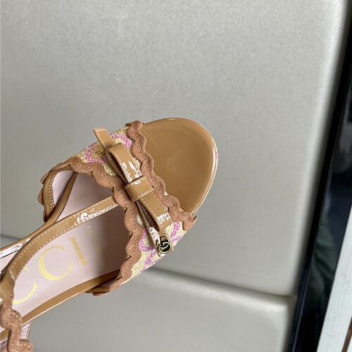 High Quality Luxury Gucci Spring New Straw Platform High Heels – Style 28691 product detail