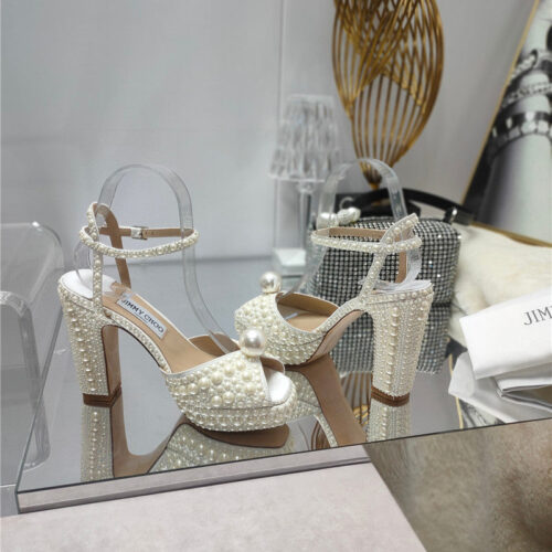 High Quality Luxury Jimmy Choo New Silk Pearl Luxury Series Sandals