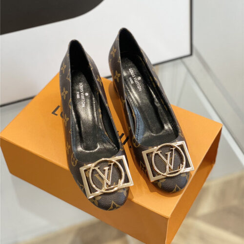 High Quality Luxury Louis Vuitton New Crystal Square Buckle Shoes – Style 30723