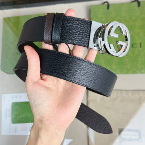 High Quality Luxury Gucci Reversible Belt In Textured Leather – Style 52198 product detail