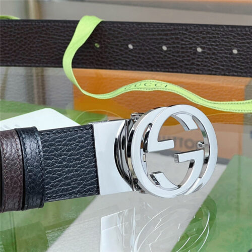 High Quality Luxury Gucci Reversible Belt In Textured Leather – Style 52198 product detail