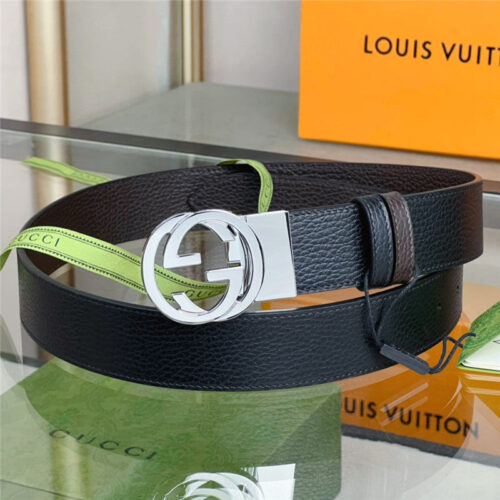 High Quality Luxury Gucci Reversible Belt In Textured Leather – Style 52198 product detail