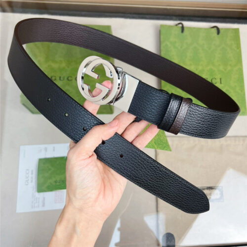 High Quality Luxury Gucci Reversible Belt In Textured Leather – Style 52198 product detail