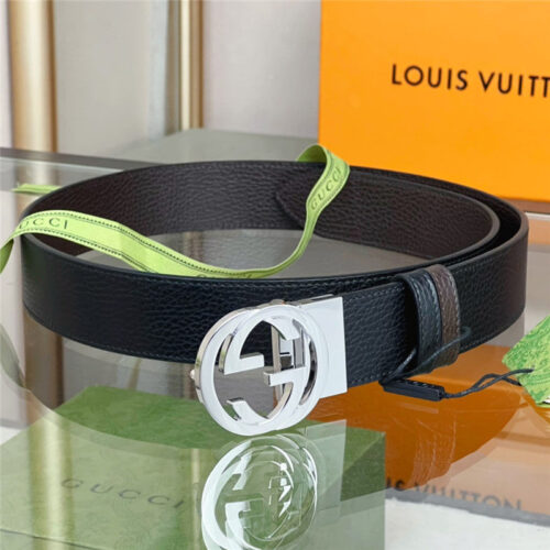High Quality Luxury Gucci Reversible Belt In Textured Leather – Style 52198 alternate view