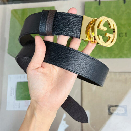 High Quality Luxury Gucci Reversible Belt In Textured Leather – Style 53894 product detail