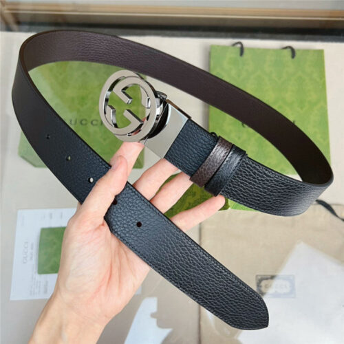 High Quality Luxury Gucci Reversible Belt In Textured Leather product detail
