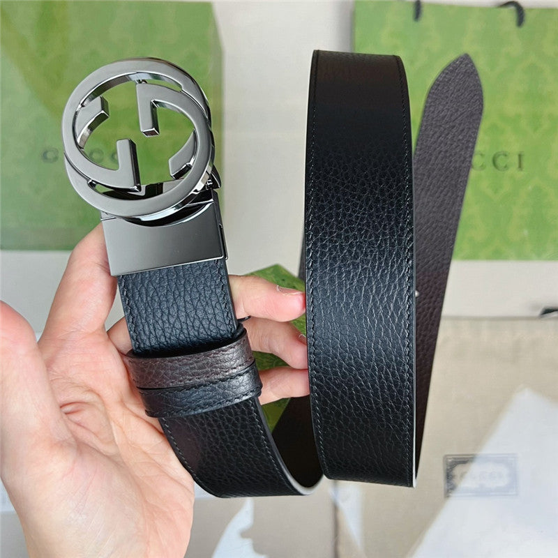 High Quality Luxury Gucci Reversible Belt In Textured Leather product detail