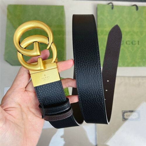 High Quality Luxury Gucci Reversible Belt In Textured Leather – Style 65766 product detail