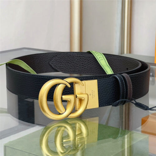 High Quality Luxury Gucci Reversible Belt In Textured Leather – Style 65766 alternate view