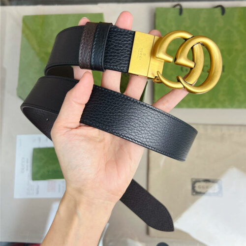 High Quality Luxury Gucci Reversible Belt In Textured Leather – Style 65766 product detail