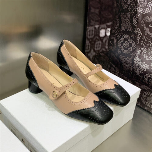 High Quality Luxury Dior Cd Letter Logo Chunky Heel Shoes