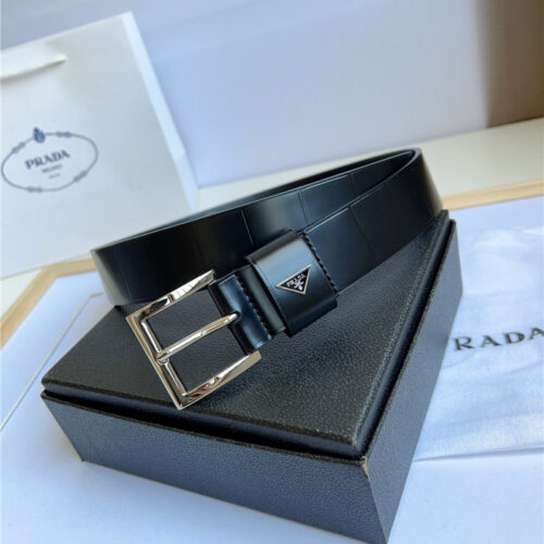 High Quality Luxury Prada Enamelled Metal Triangle Logo Belt – Style 44678 product detail