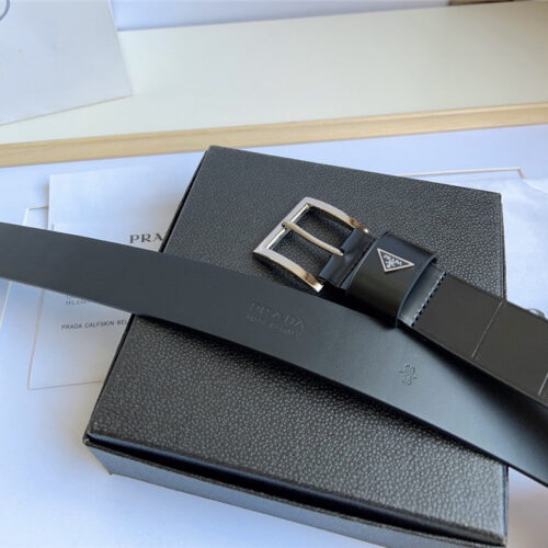 High Quality Luxury Prada Enamelled Metal Triangle Logo Belt – Style 44678 product detail