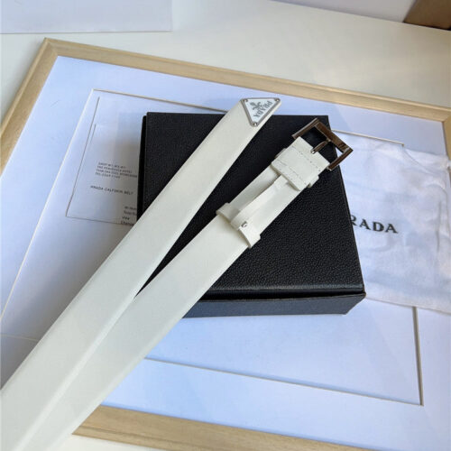 High Quality Luxury Prada Enamelled Metal Triangle Logo Belt – Style 03430 product detail