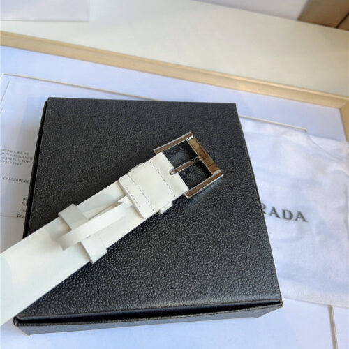 High Quality Luxury Prada Enamelled Metal Triangle Logo Belt – Style 03430 product detail