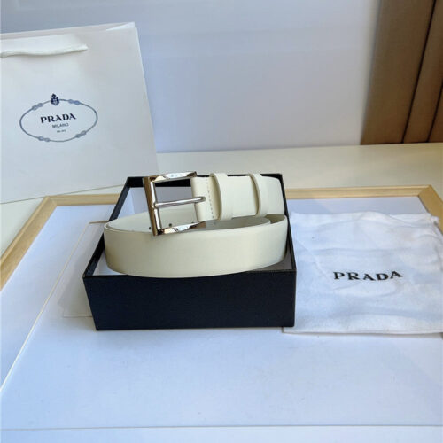 High Quality Luxury Prada Enamelled Metal Triangle Logo Belt – Style 03430 alternate view