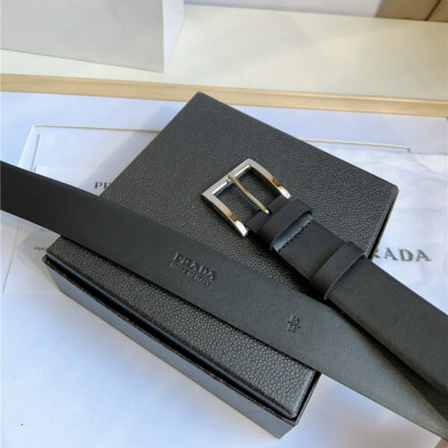 High Quality Luxury Prada Enamelled Metal Triangle Logo Belt – Style 44662 product detail