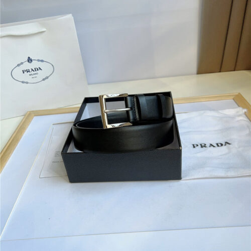 High Quality Luxury Prada Enamelled Metal Triangle Logo Belt – Style 44662 alternate view