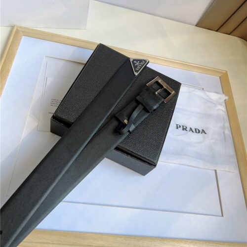 High Quality Luxury Prada Enamelled Metal Triangle Logo Belt – Style 44662 product detail