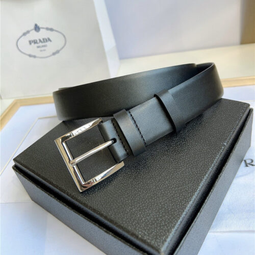 High Quality Luxury Prada Enamelled Metal Triangle Logo Belt – Style 44662 product detail