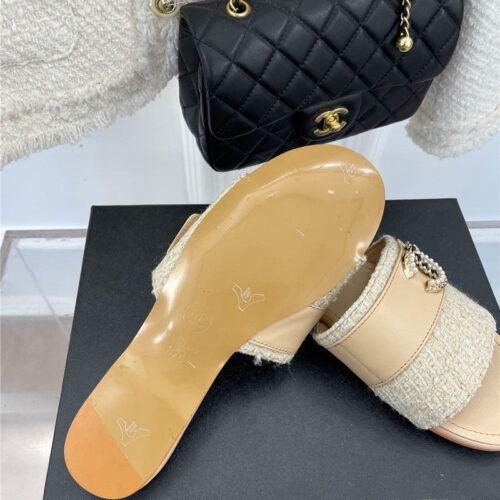 High Quality Luxury Chanel Cc Pearl Rhinestone Buckle Slippers – Style 67238 product detail