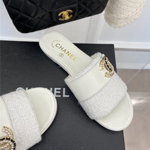 High Quality Luxury Chanel Cc Pearl Rhinestone Buckle Slippers – Style 98310 product detail