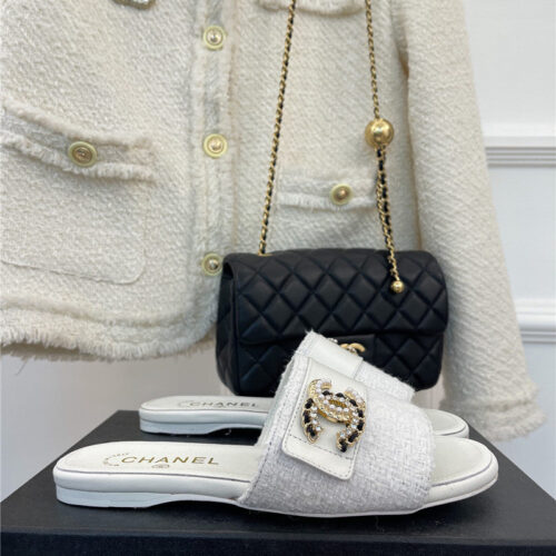 High Quality Luxury Chanel Cc Pearl Rhinestone Buckle Slippers – Style 98310 product detail
